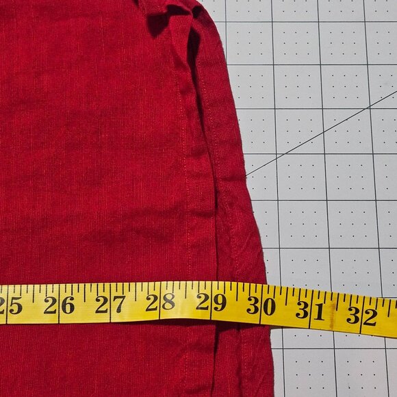 Valentines Nautica Red Short Sleeve Button-Up Shirt Mens L 55% Linen 45% Rayon - Picture 9 of 12